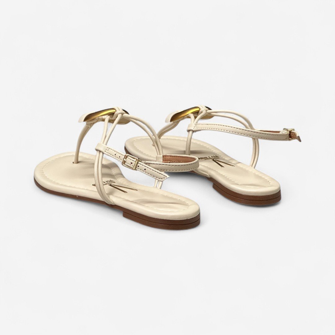 Sandália Rasteira Vizzano Detalhe Orgânico Creme Creme 3