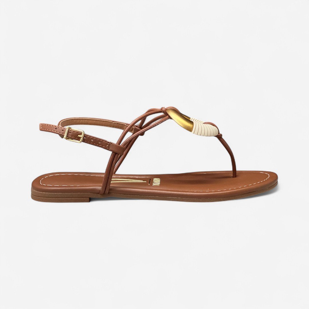 Sandália Rasteira Vizzano Detalhe Orgânico Marrom