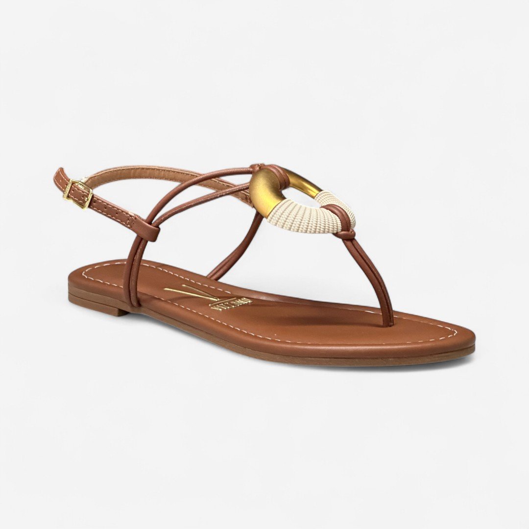 Sandália Rasteira Vizzano Detalhe Orgânico Marrom Mocca 2