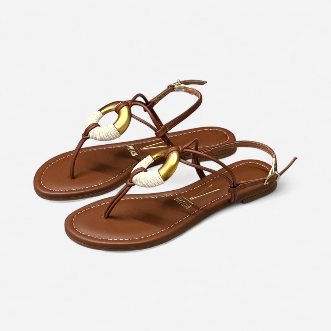 Sandália Rasteira Vizzano Detalhe Orgânico Marrom Mocca 4