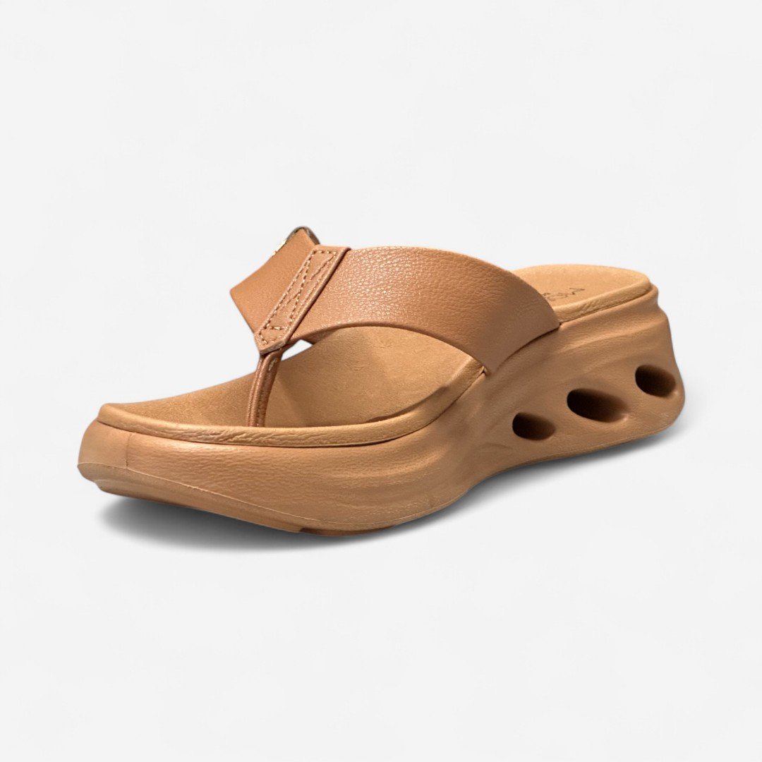 Tamanco Flatform Modare De Dedo Caramelo Camel 3