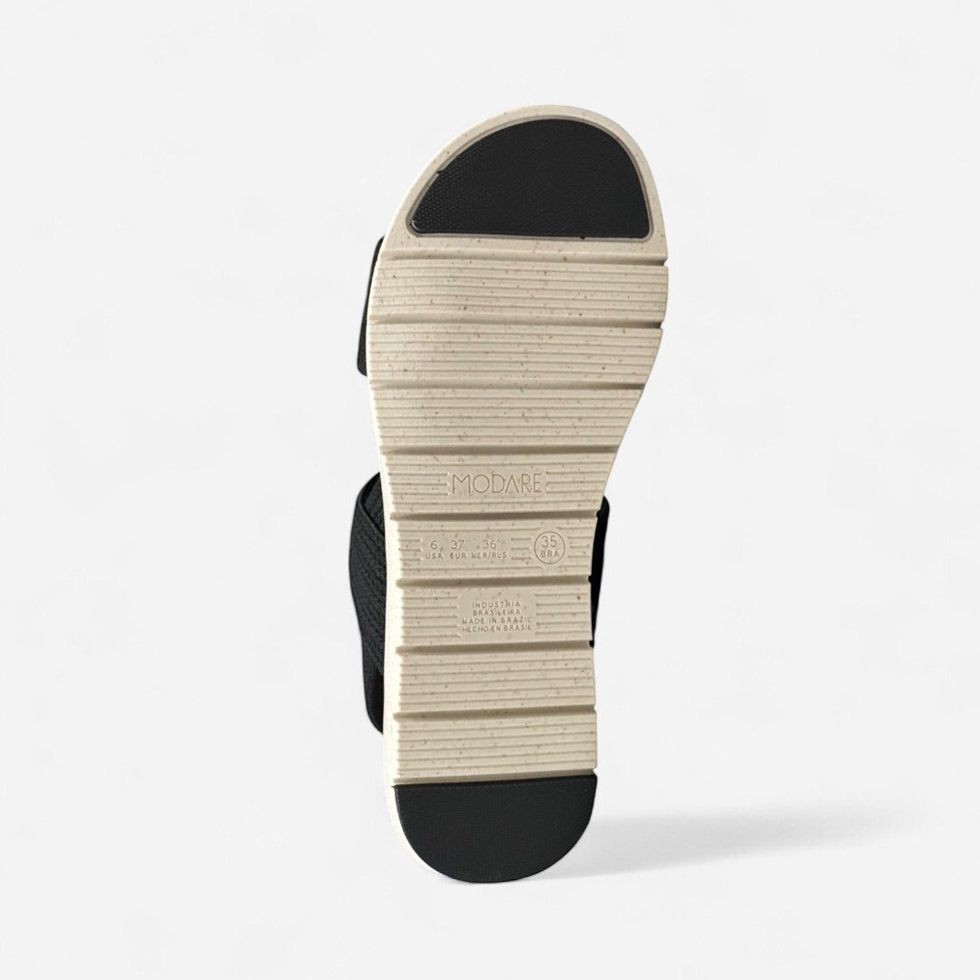 Sandália Rasteira Modare Conforto Elástico Preta Preto 5