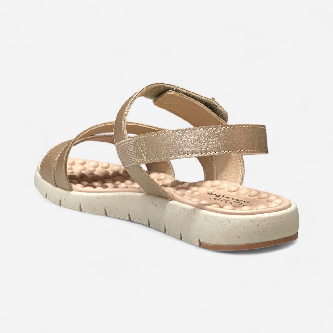 Sandália Rasteira Modare Conforto Metalizada Dourada Bege 4