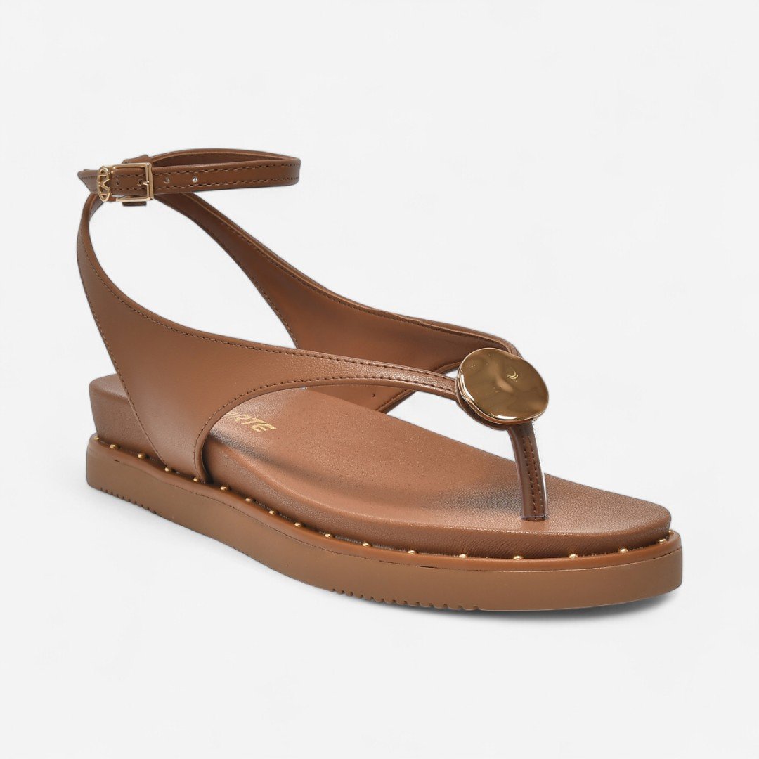 Sandália Via Marte Papete Detalhe Metal Marrom