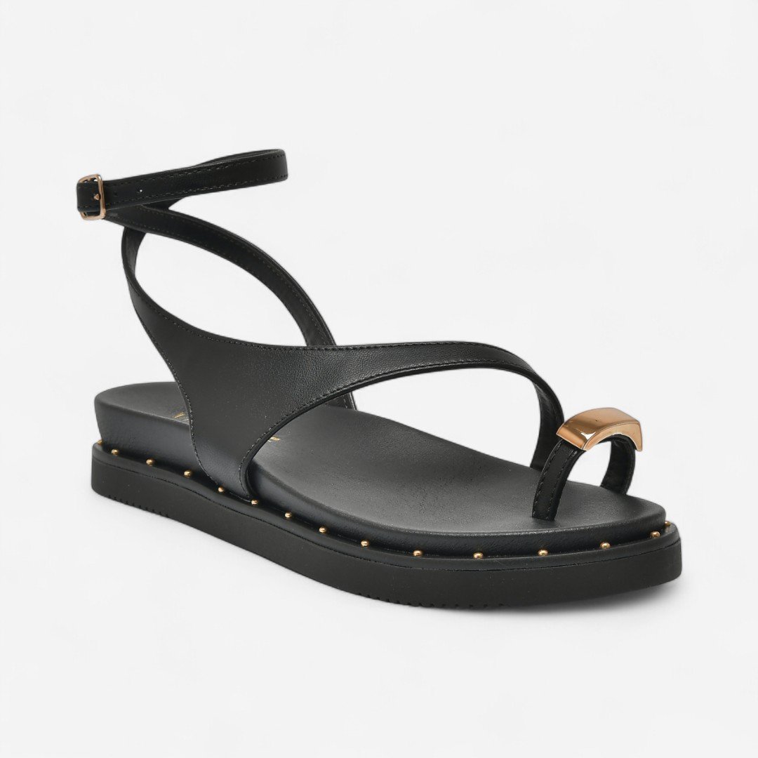 Sandália Via Marte Papete Detalhe Rebites Preto