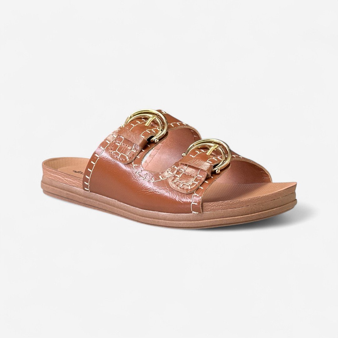 Tamanco Papete Mississipi com Duas Fivelas Tabaco Tabaco 2