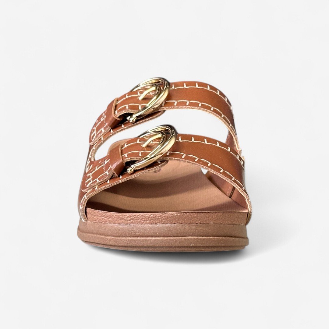 Tamanco Papete Mississipi com Duas Fivelas Tabaco Tabaco 3