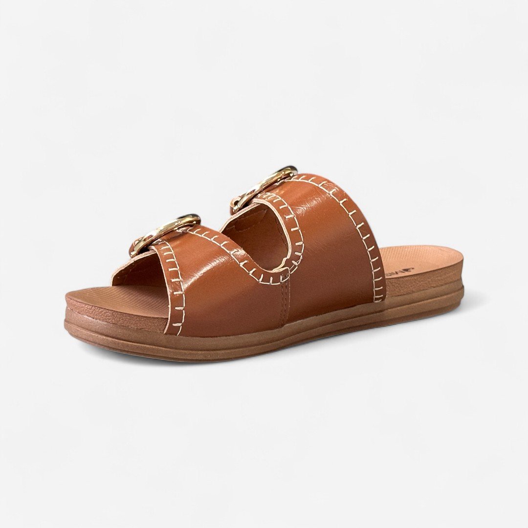 Tamanco Papete Mississipi com Duas Fivelas Tabaco Tabaco 4