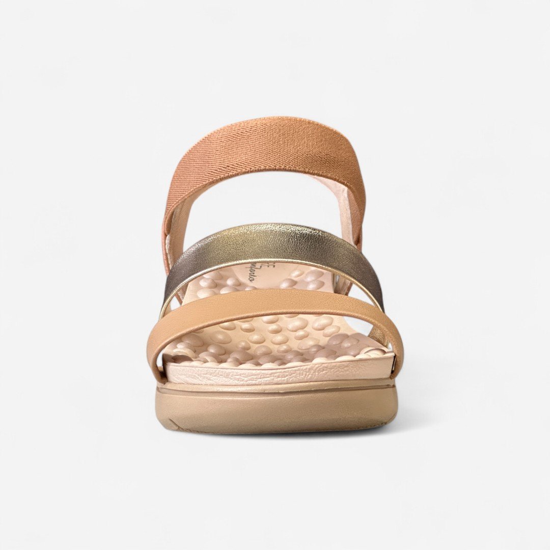 Sandália Anabela Modare Linha Conforto Dourado Dourado/Tan/Camel 3