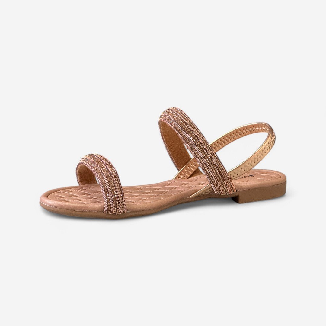 Sandália Rasteira Mississipi Com Strass Rosê Rose 4