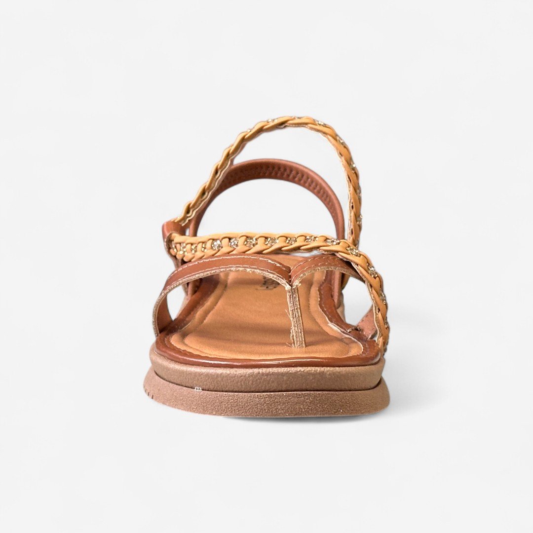 Sandália Flatform Mississipi Tresse e Strass Tabaco Tabaco 3