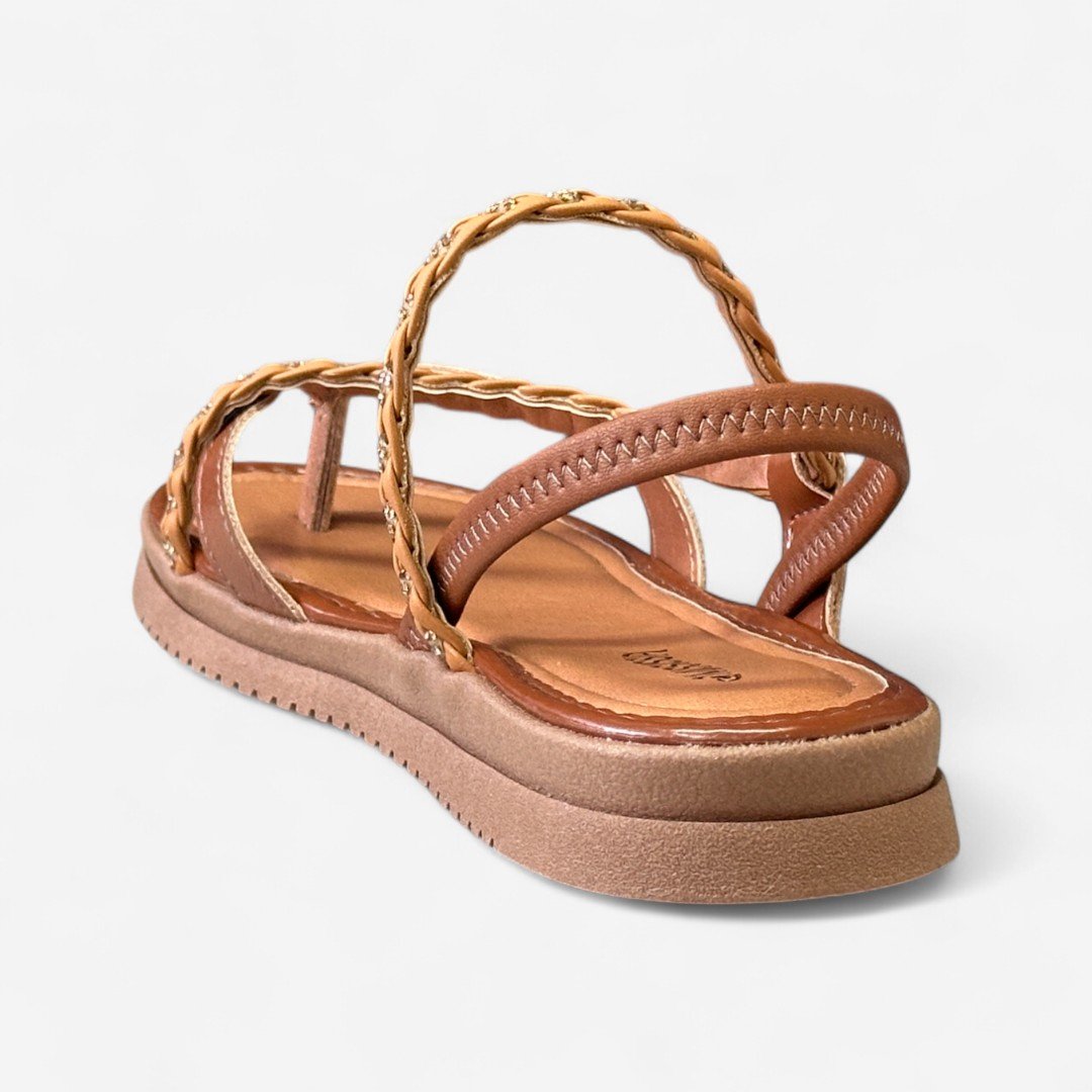 Sandália Flatform Mississipi Tresse e Strass Tabaco Tabaco 5