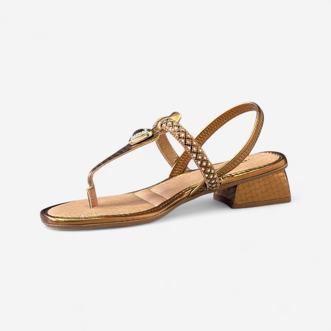 Sandália Feminina Salto Bloco Mississipi Metalizada Bronze Bronze 4