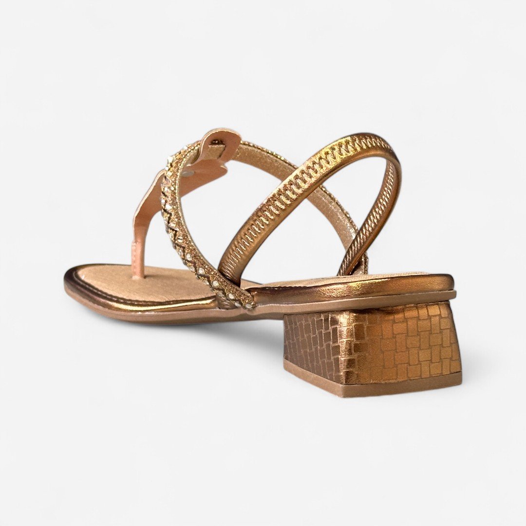 Sandália Feminina Salto Bloco Mississipi Metalizada Bronze Bronze 5