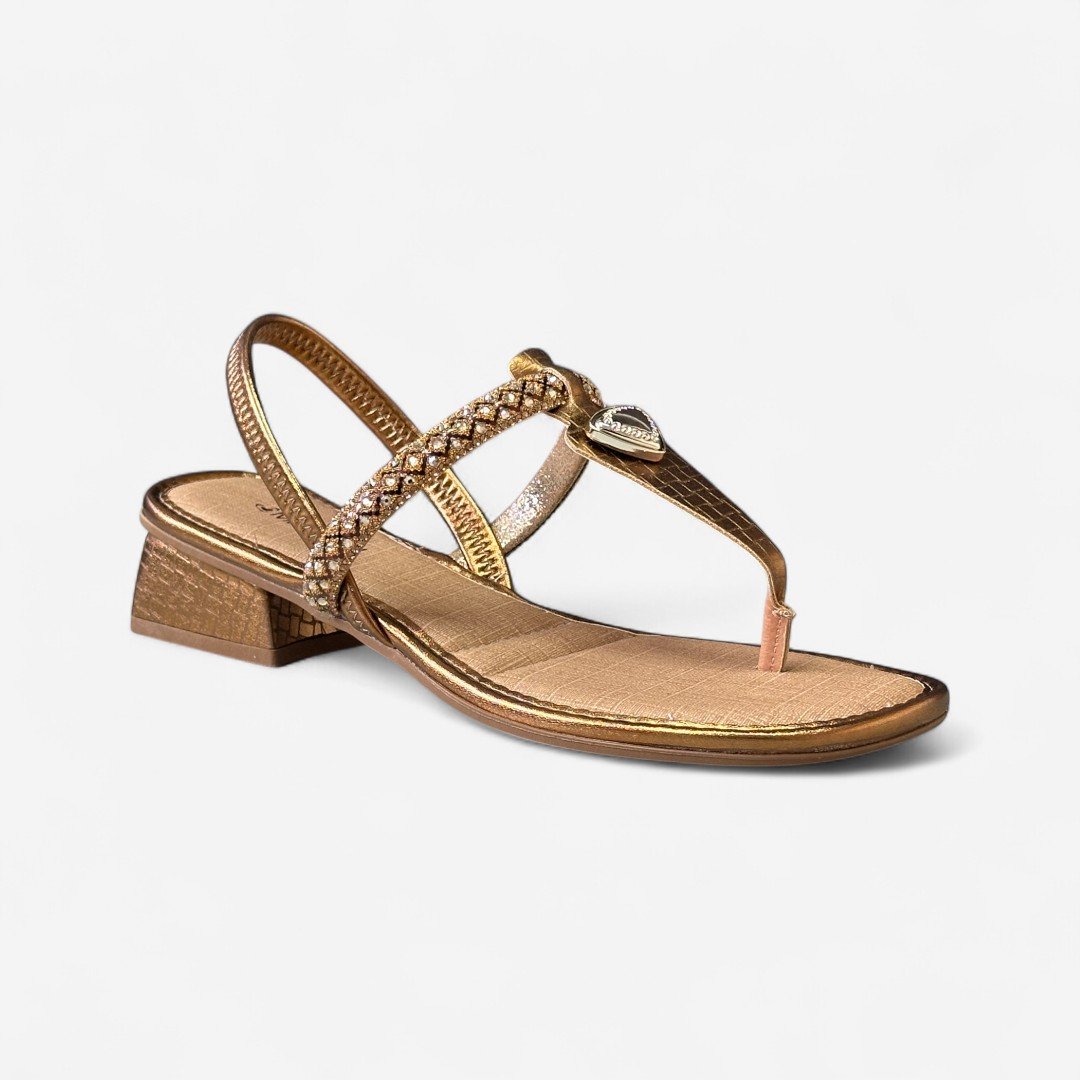 Sandália Feminina Salto Bloco Mississipi Metalizada Bronze Bronze 2