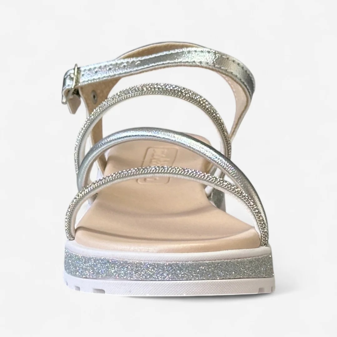 Sandália Rasteira Molekinha Infantil Glitter Prata Prata 3