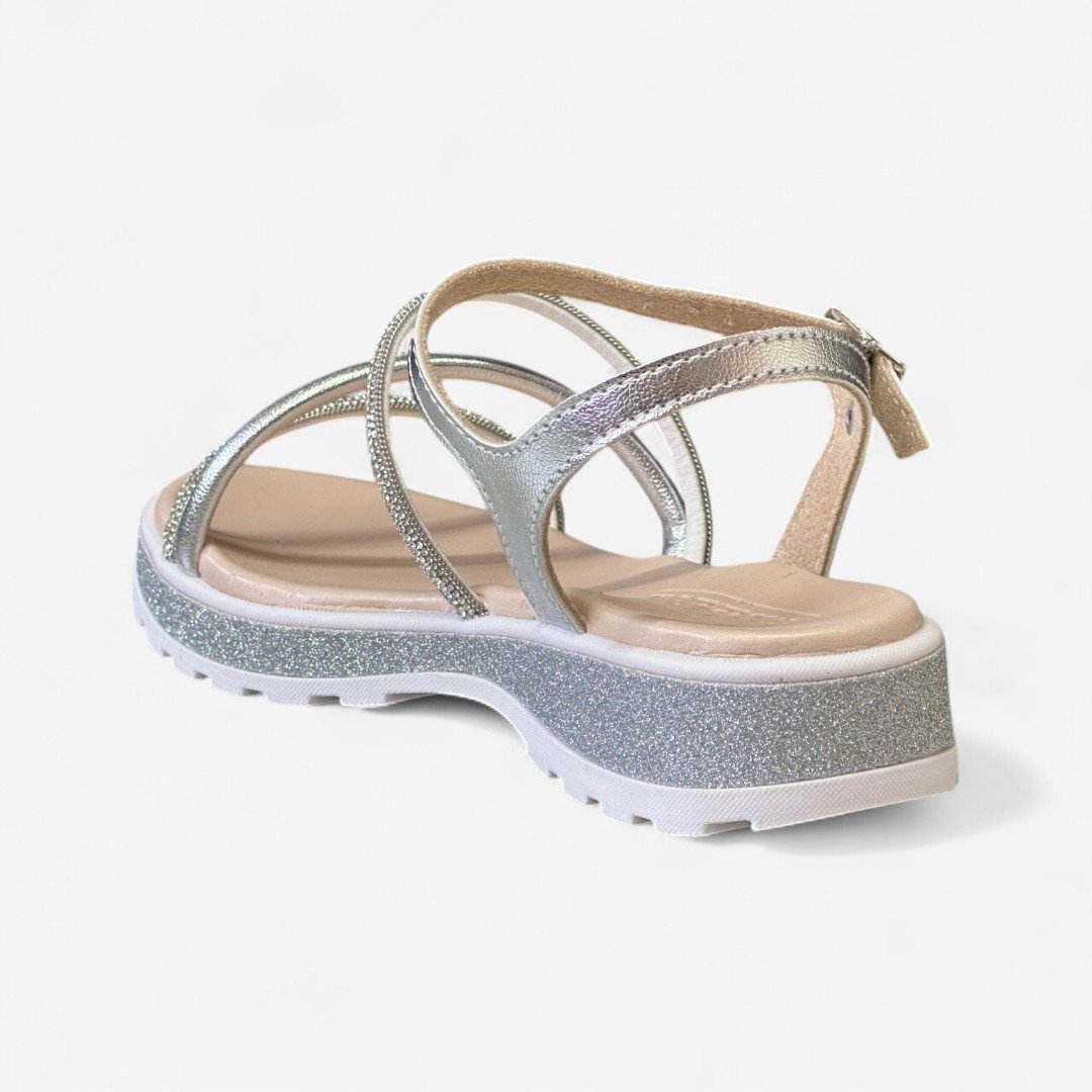 Sandália Rasteira Molekinha Infantil Glitter Prata Prata 5