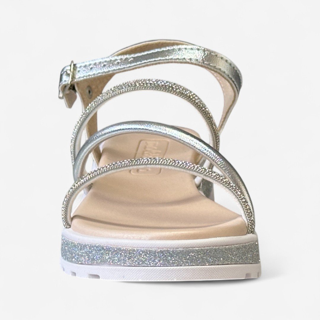 Sandália Rasteira Molekinha Infantil Glitter Prata Prata 3