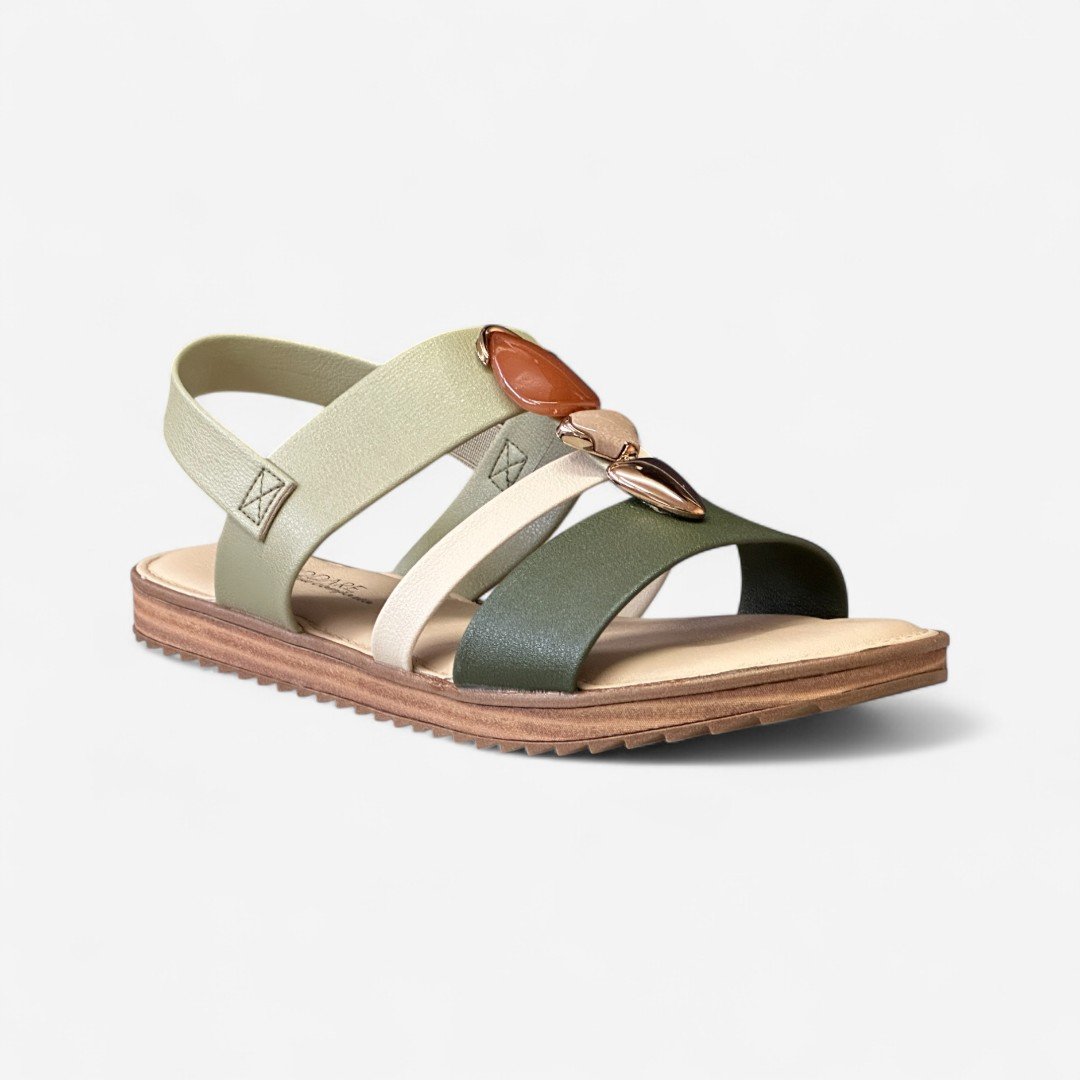 Sandália Rasteira Modare Com Pedras Orgânicas Verde Verde/Oliva/Creme 2