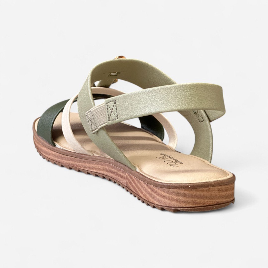 Sandália Rasteira Modare Com Pedras Orgânicas Verde Verde/Oliva/Creme 5