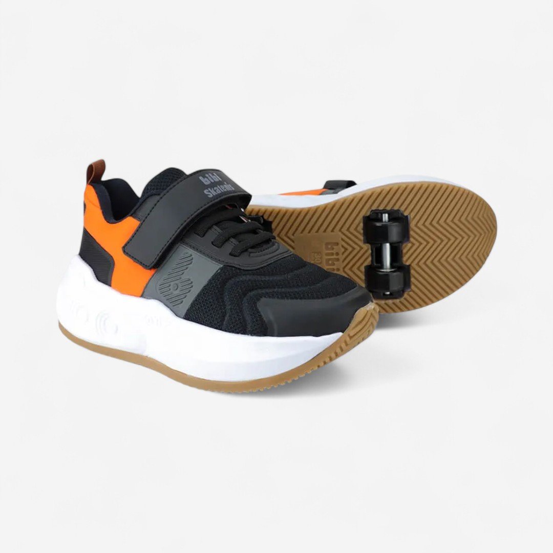 Tênis Infantil De Rodinhas Bibi Skatenis Preto com Laranja Preto/Cinza/Laranja 4