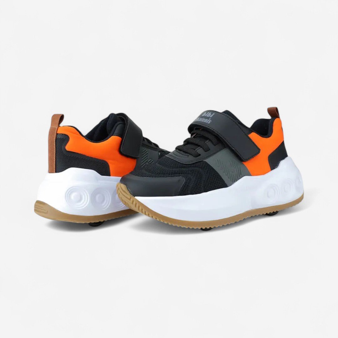 Tênis Infantil De Rodinhas Bibi Skatenis Preto com Laranja Preto/Cinza/Laranja 5