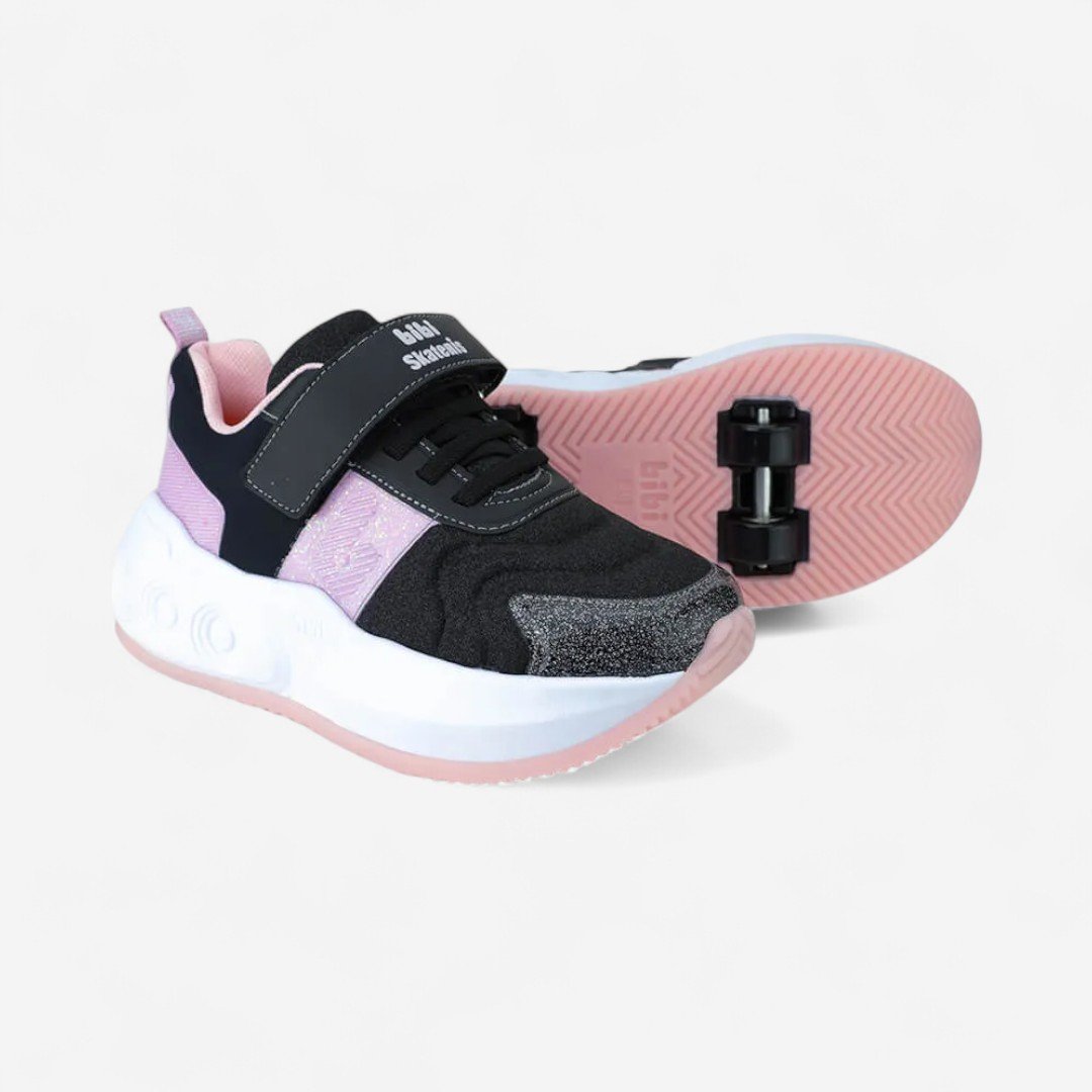 Tênis Infantil De Rodinhas Bibi Skatenis Preto com Lilás Preto/Lilás 4