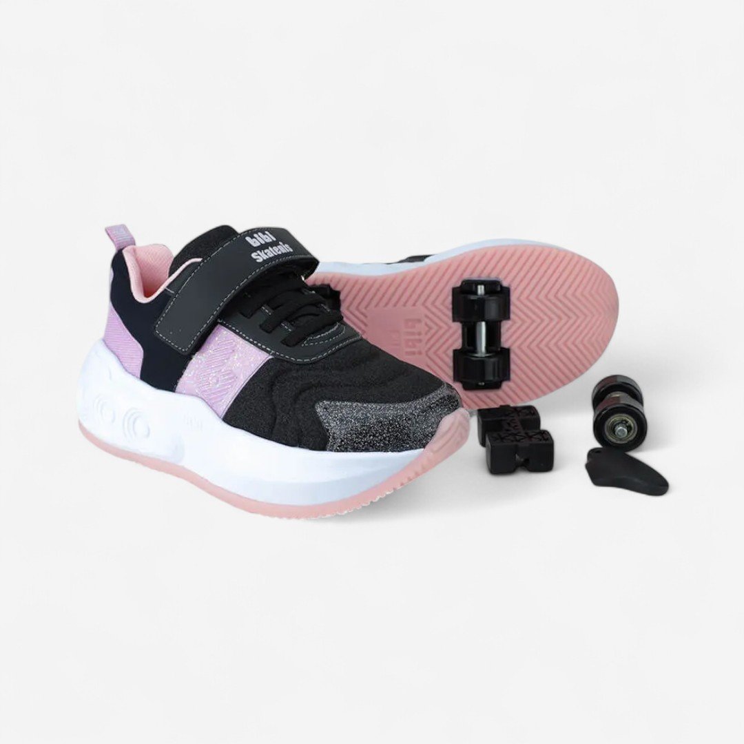 Tênis Infantil De Rodinhas Bibi Skatenis Preto com Lilás Preto/Lilás 2