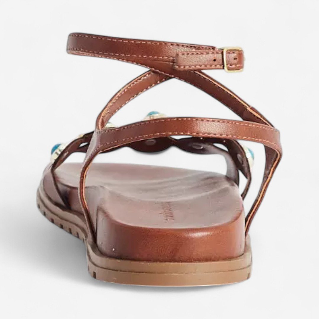 Sandália Rasteira Papete Boho Feminina Marrom Marrom 3