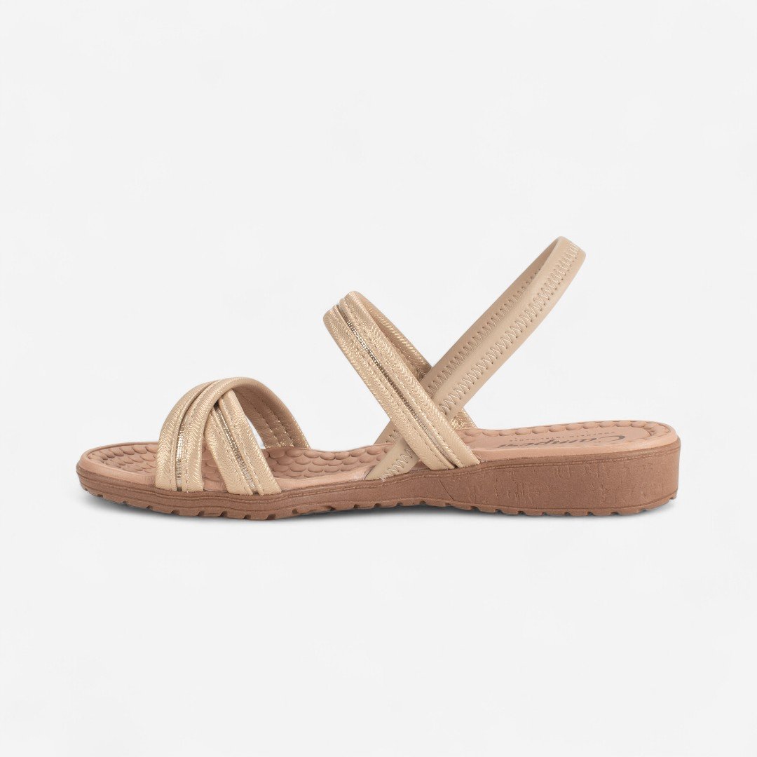 Sandália Rasteira Campesí Conforto Bege Rose/Champagne 5