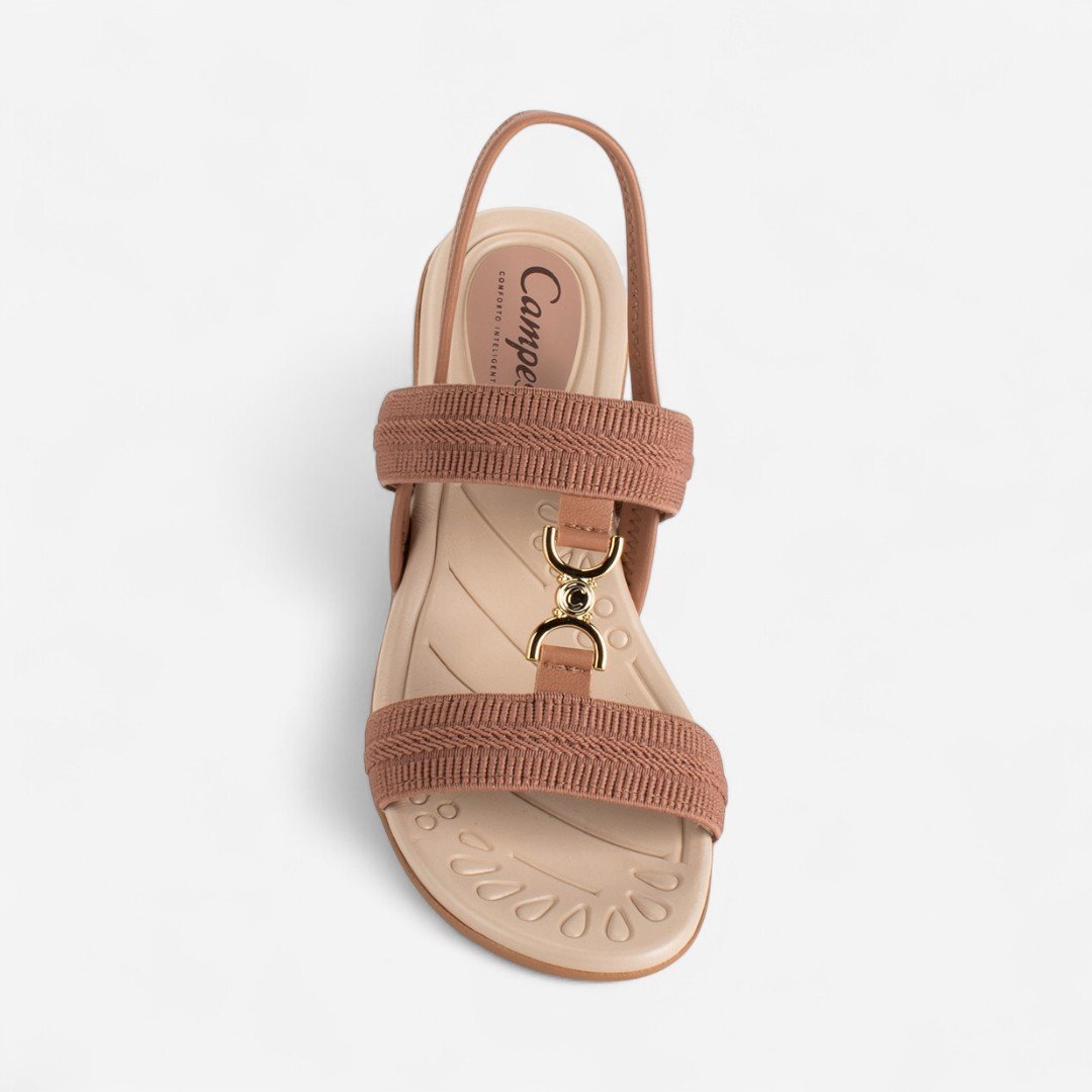 Sandália Campesí Anabela Baixa Com Elástico Marrom Mocca 3