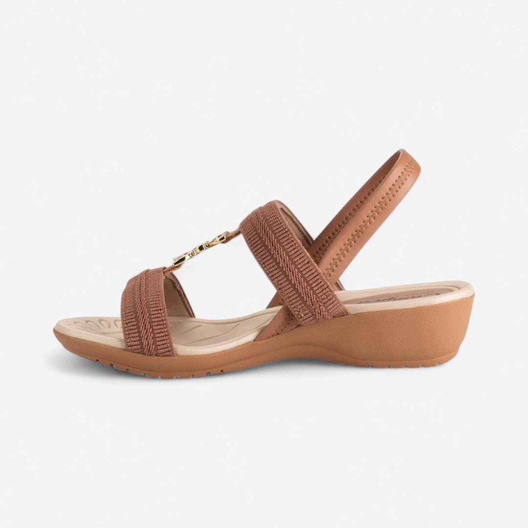 Sandália Campesí Anabela Baixa Com Elástico Marrom Mocca 5