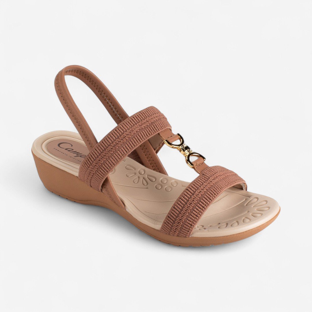 Sandália Campesí Anabela Baixa Com Elástico Marrom Mocca 2