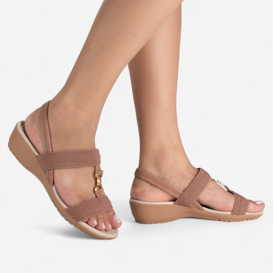 Sandália Campesí Anabela Baixa Com Elástico Marrom Mocca 6