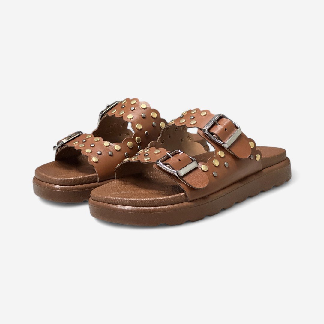 Chinelo Papete Improviso Fivelas Marrom Marrom 3