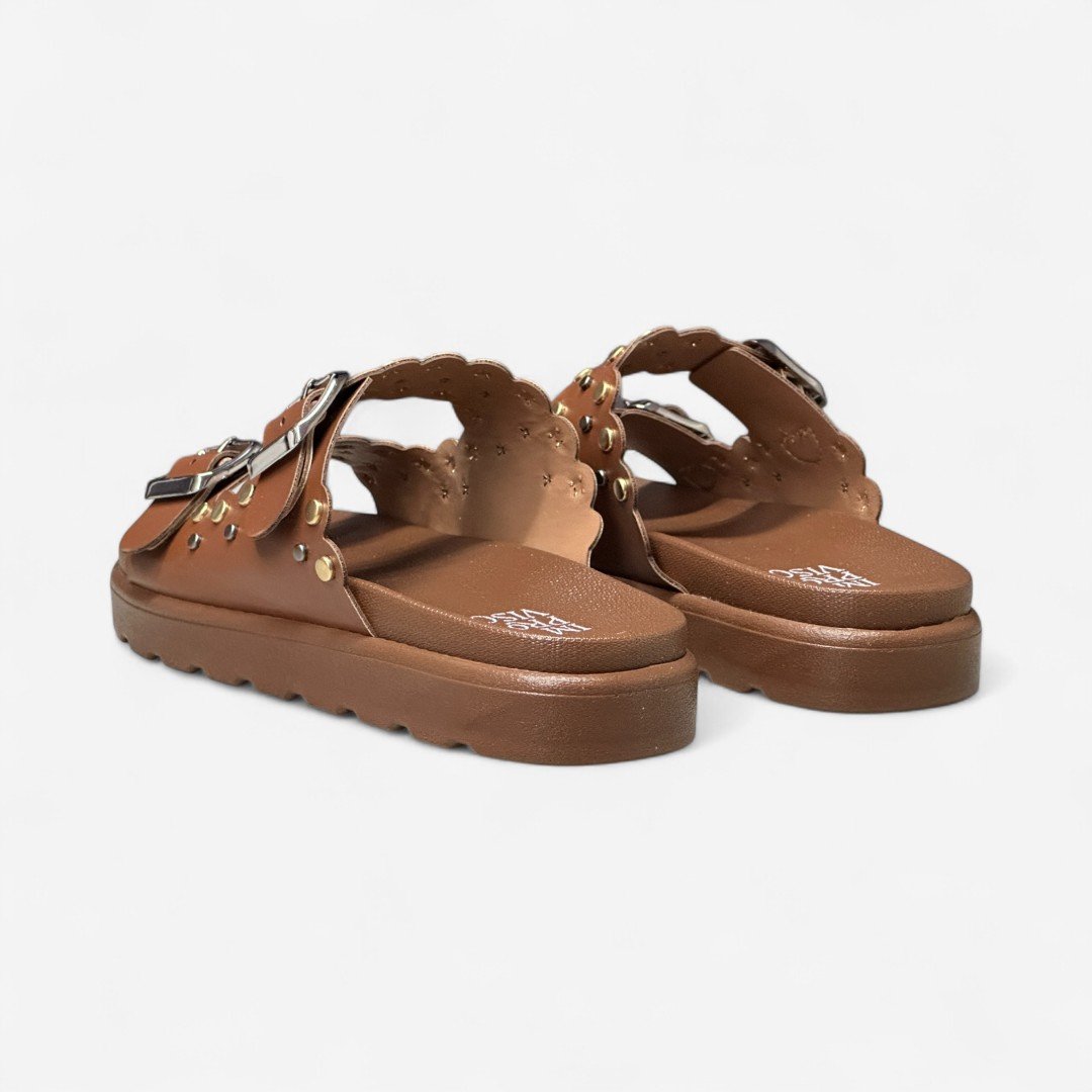 Chinelo Papete Improviso Fivelas Marrom Marrom 4