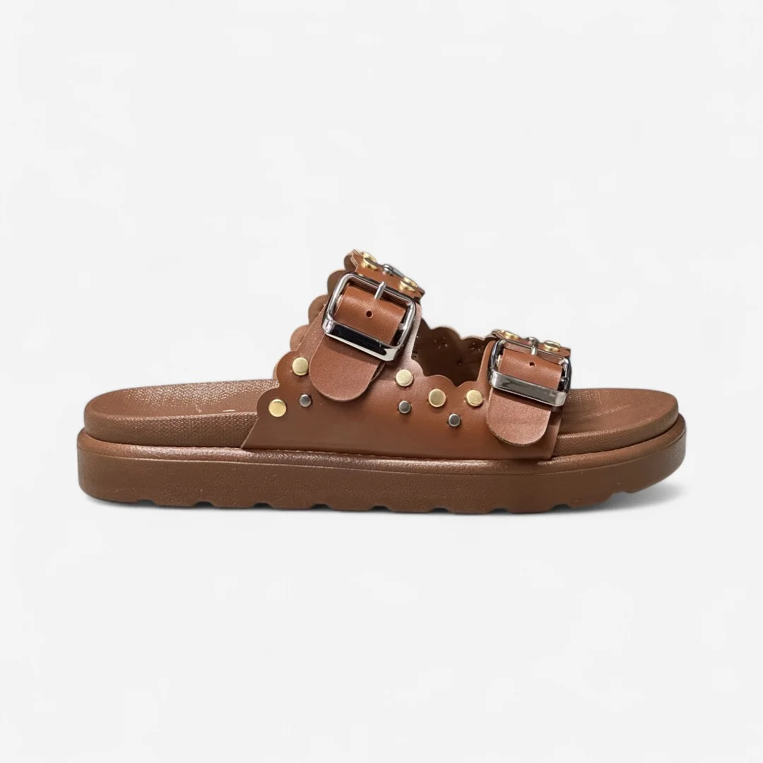 Chinelo Papete Improviso Fivelas Marrom