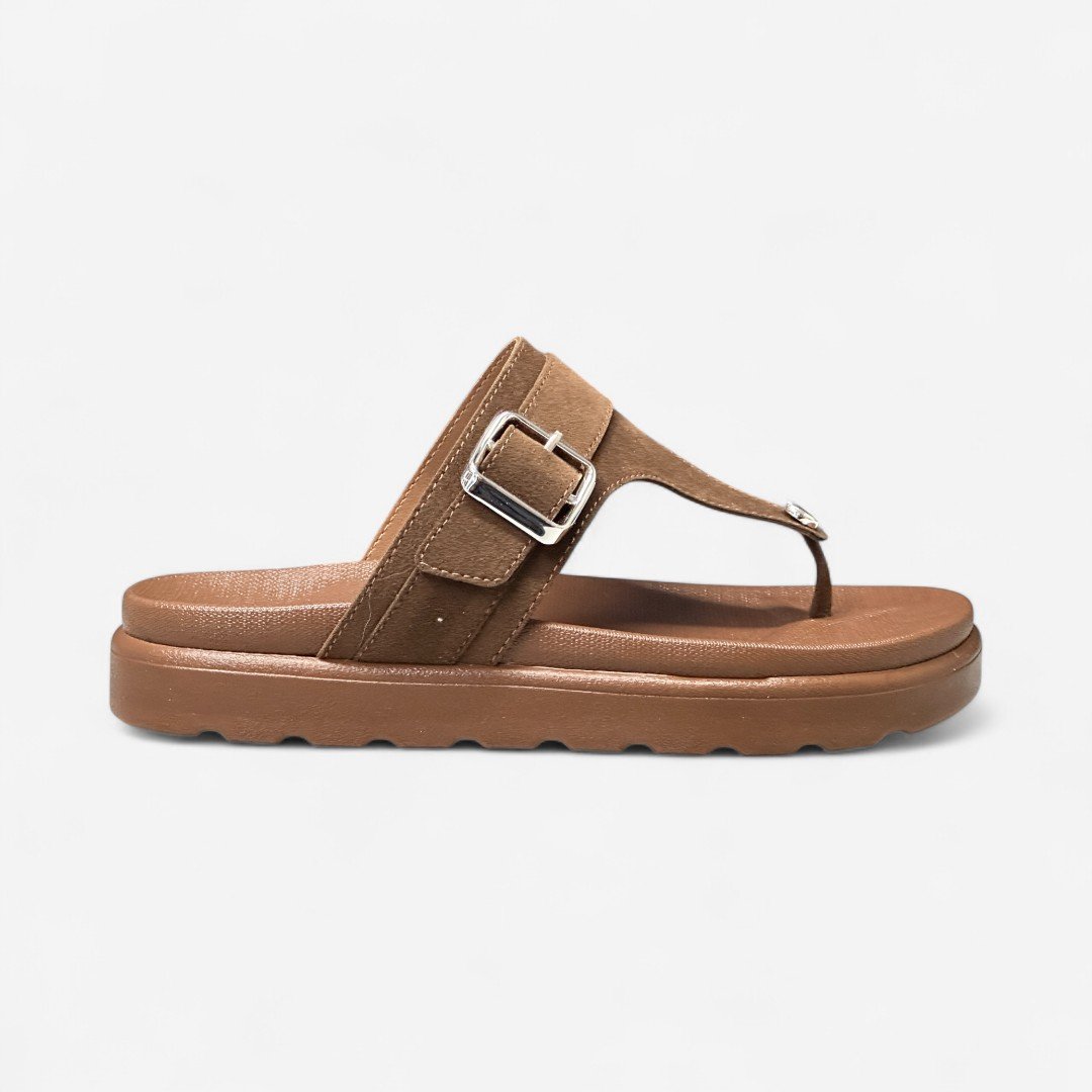 Chinelo Papete Improviso De Dedo Camurça Marrom