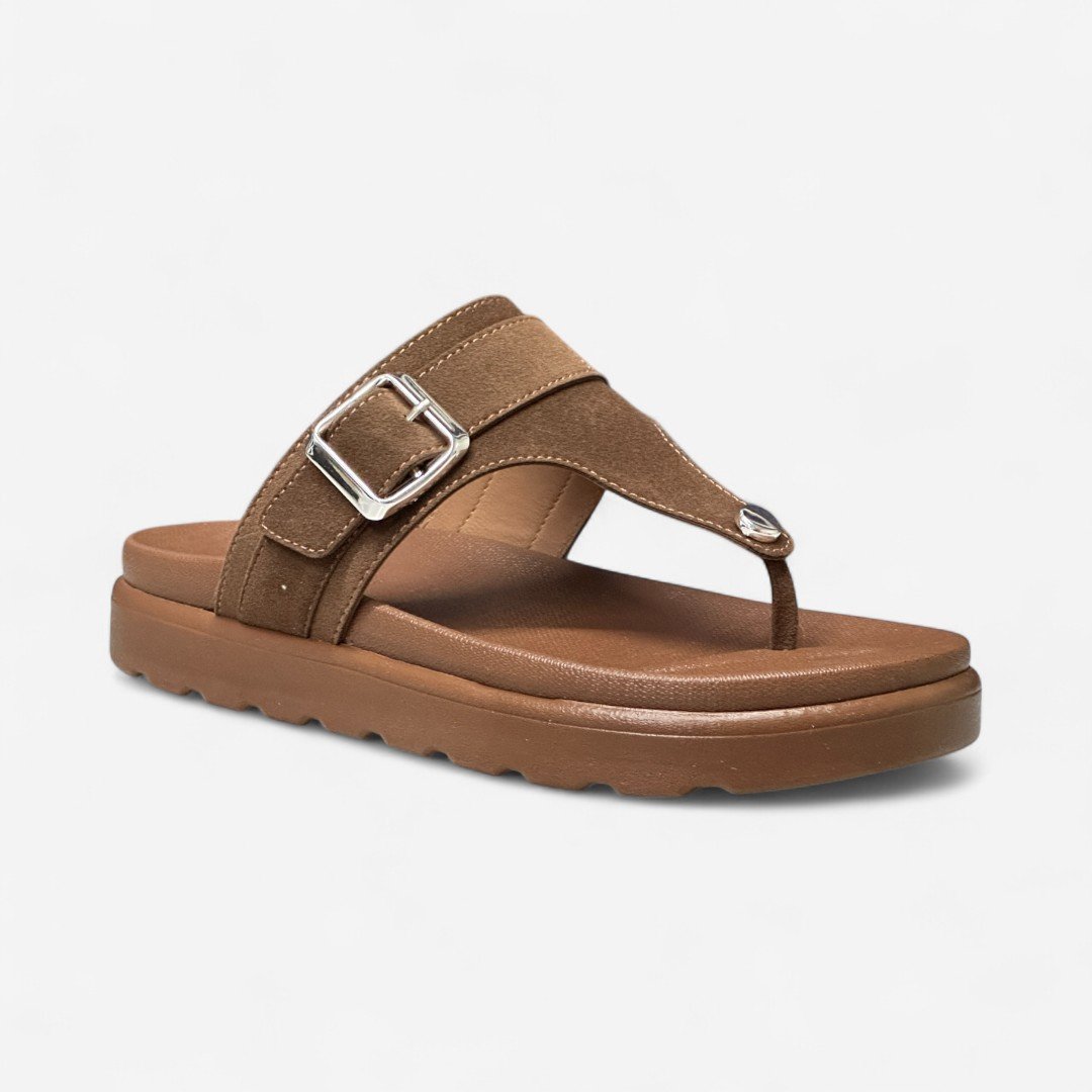 Chinelo Papete Improviso De Dedo Camurça Marrom Marrom 2