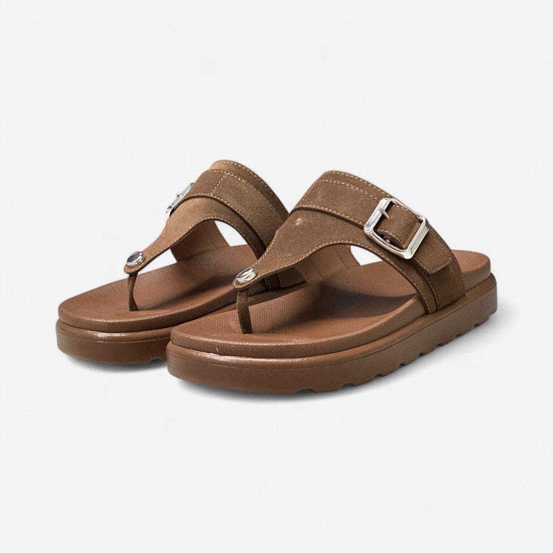 Chinelo Papete Improviso De Dedo Camurça Marrom Marrom 3