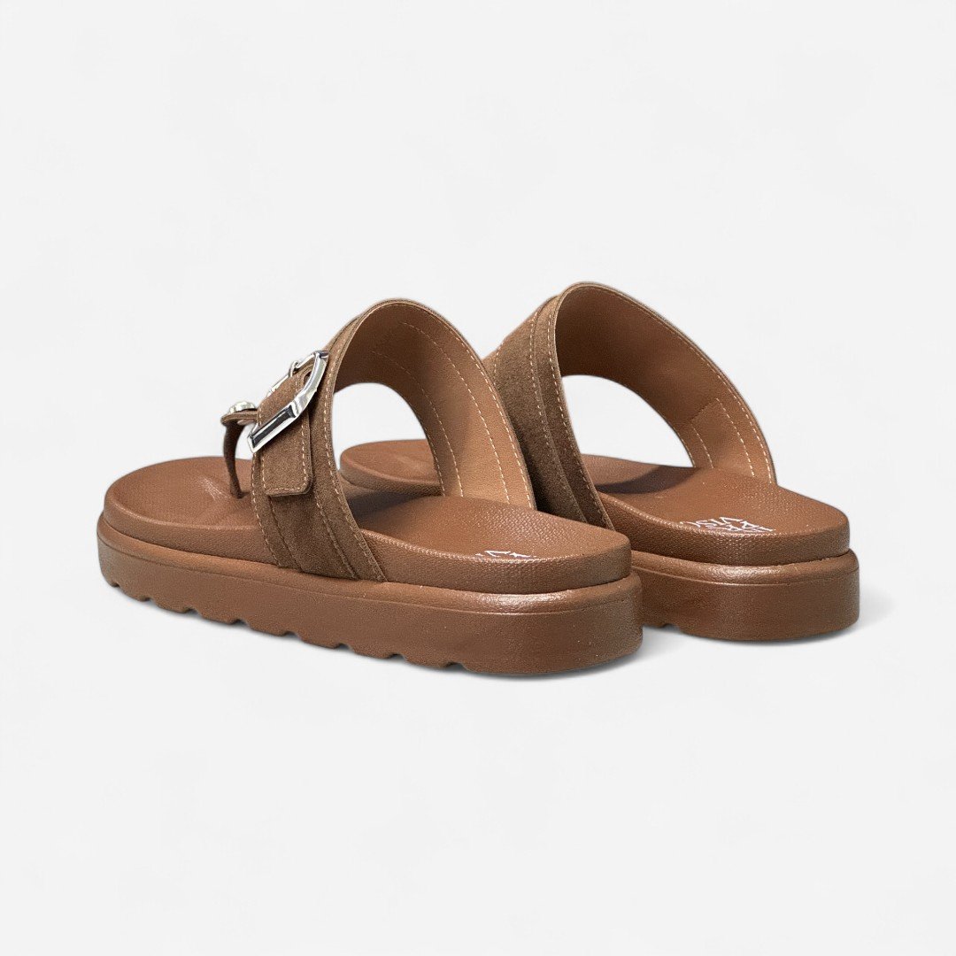 Chinelo Papete Improviso De Dedo Camurça Marrom Marrom 4