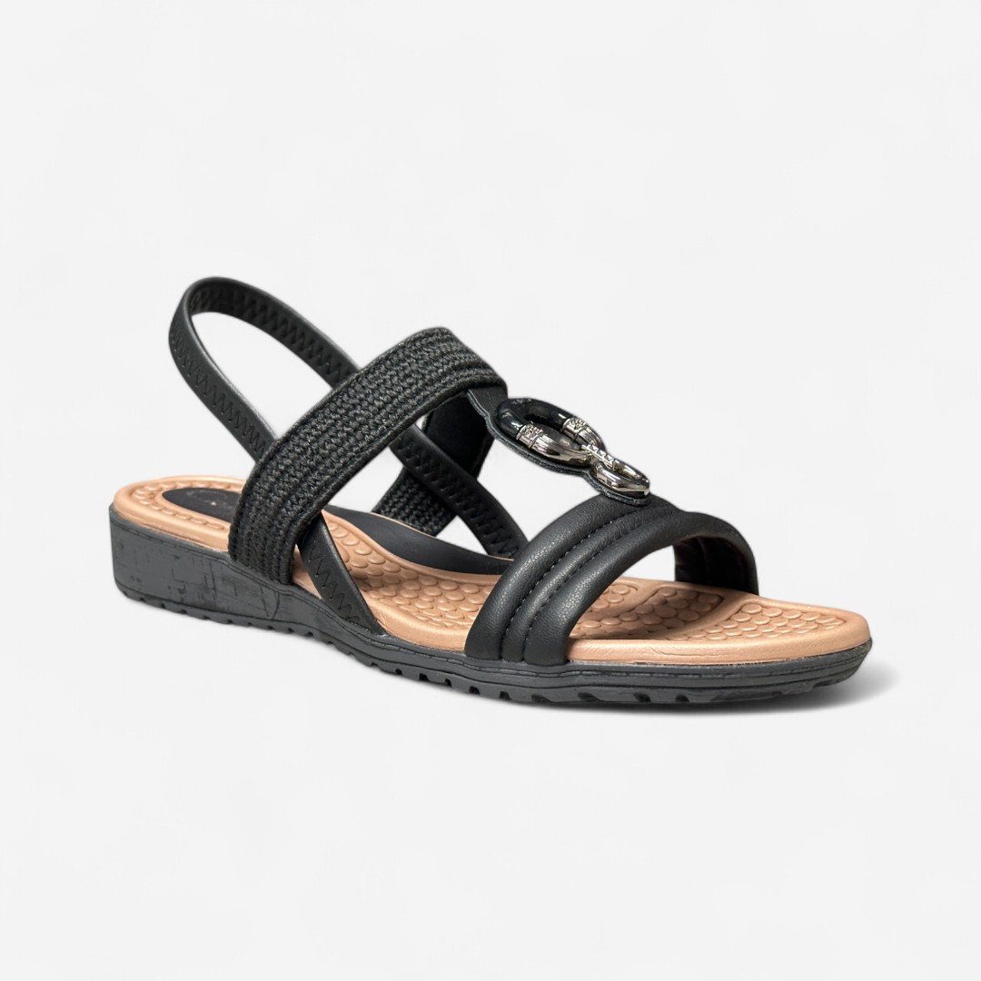 Sandália Rasteira Campesí Conforto Preto Preto 2