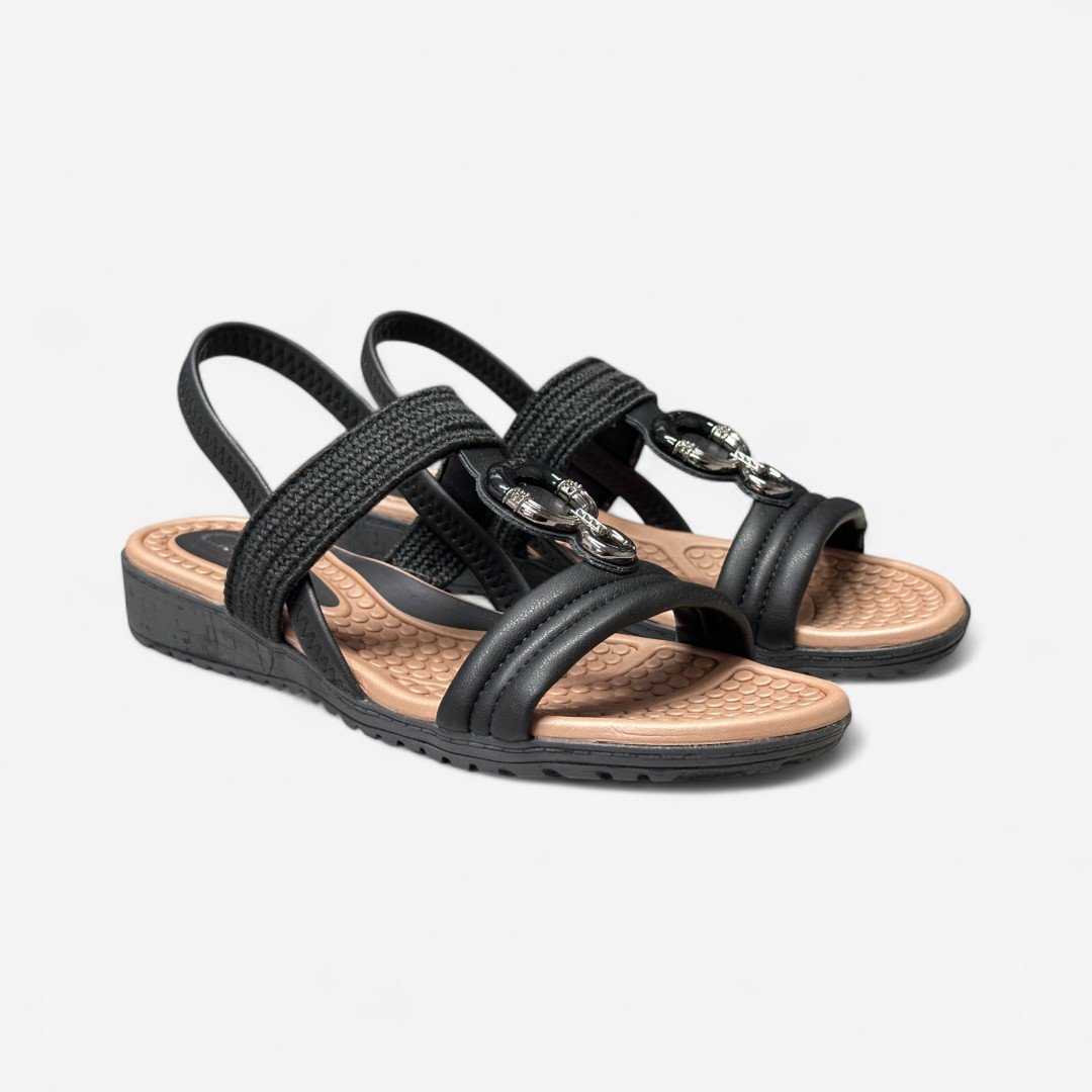 Sandália Rasteira Campesí Conforto Preto Preto 3