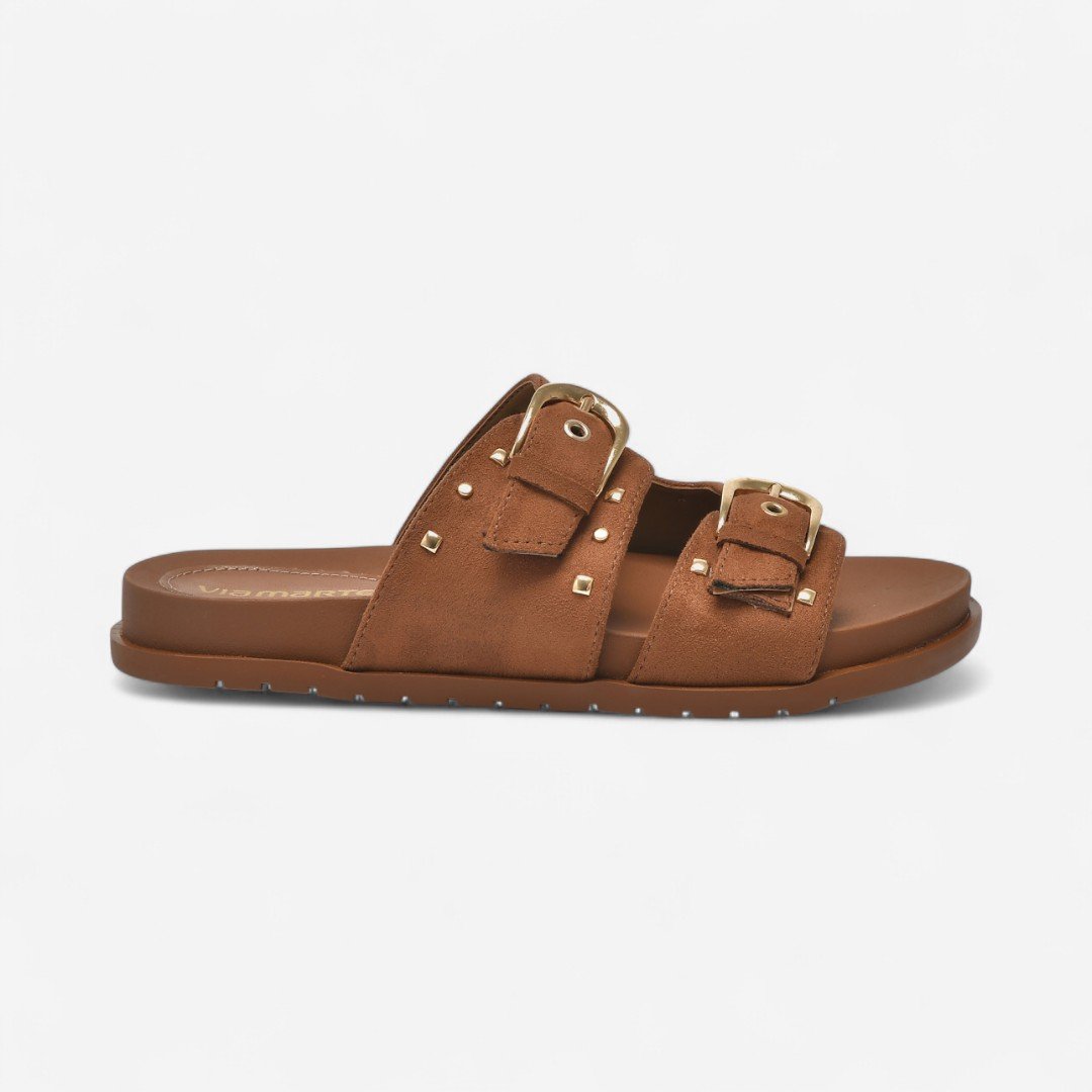 Tamanco Papete Via Marte Fivelas Caramelo