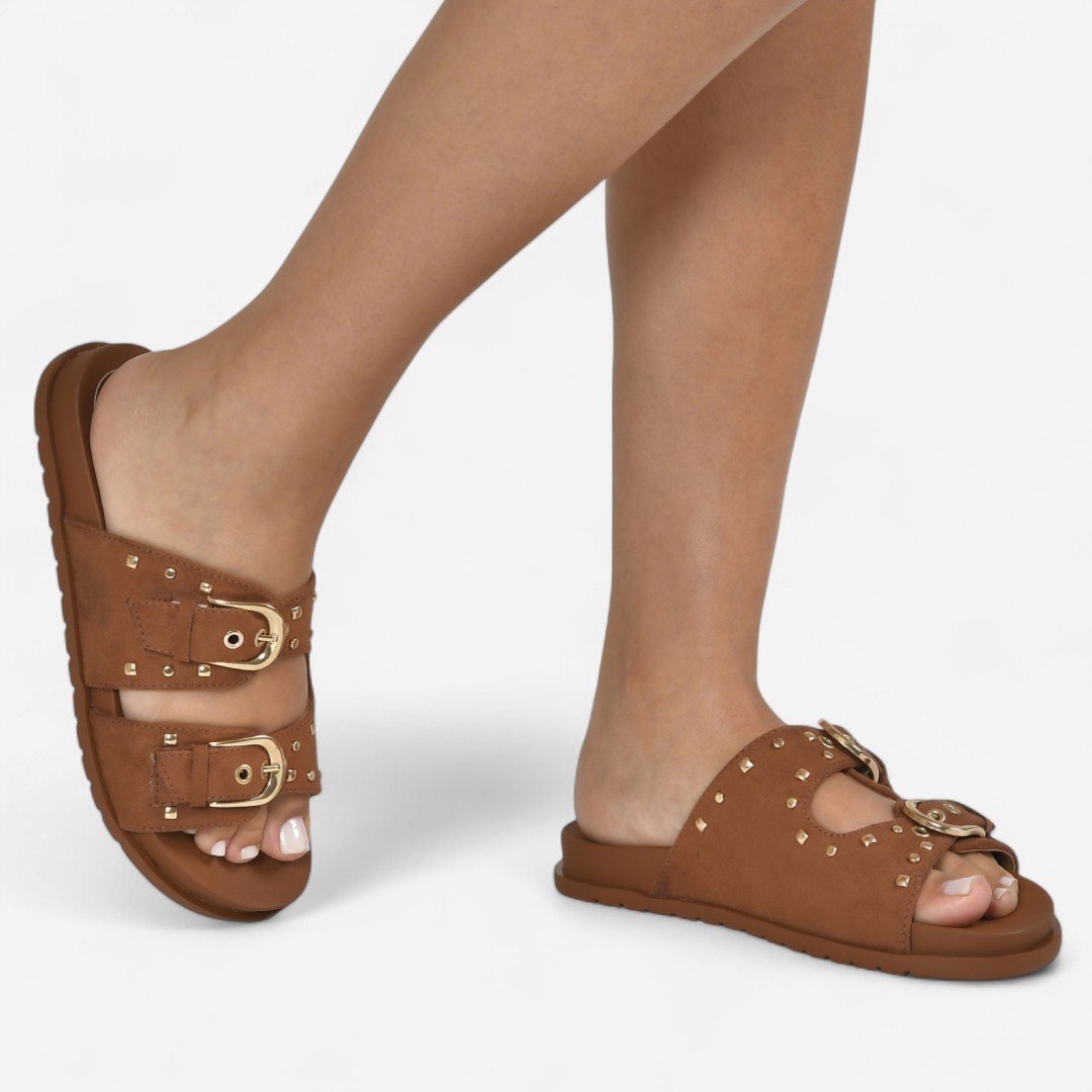 Tamanco Papete Via Marte Fivelas Caramelo Caramelo 4