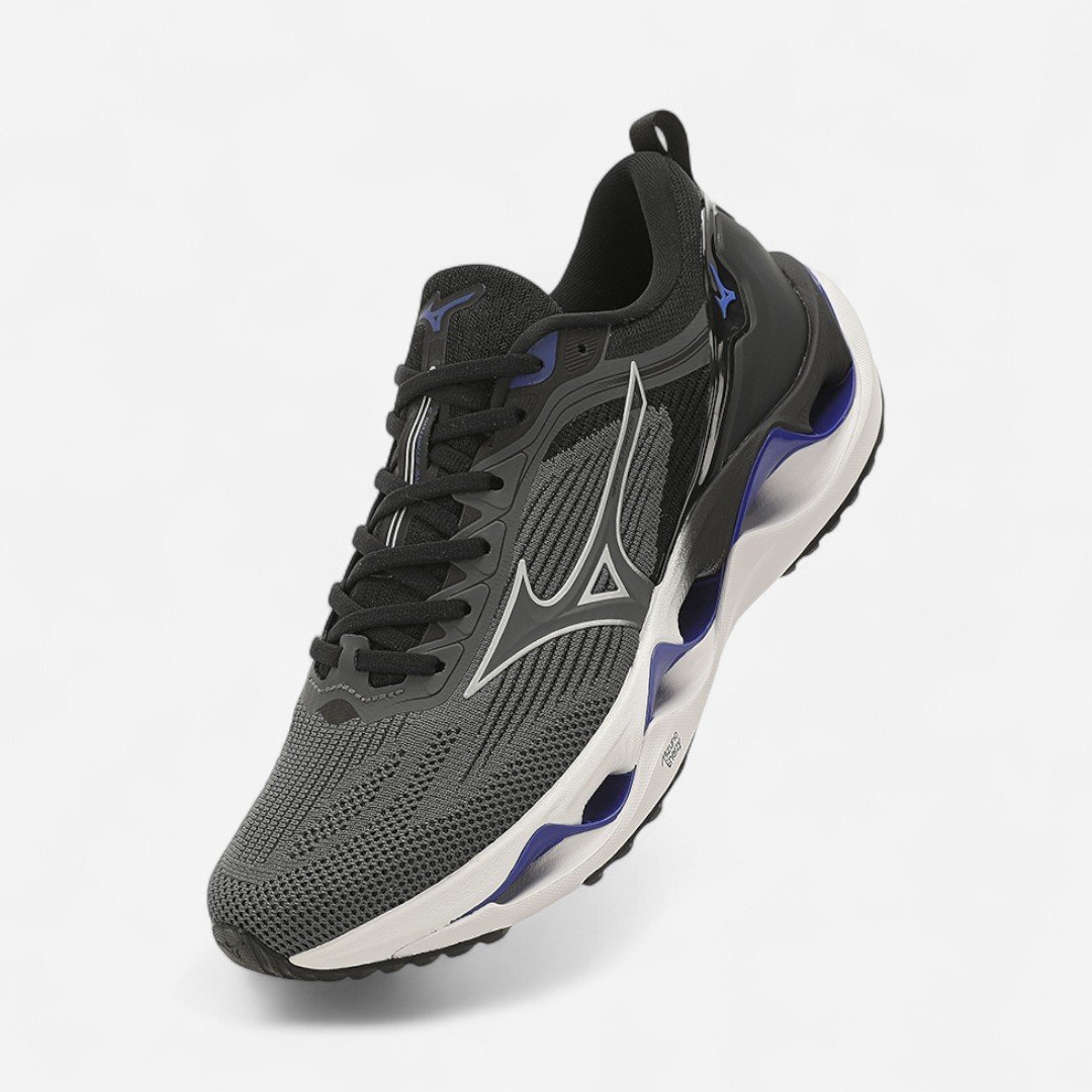 Tênis De Corrida Masculino Mizuno Wave Stratos 3 Chumbo Chumbo/Azul 2