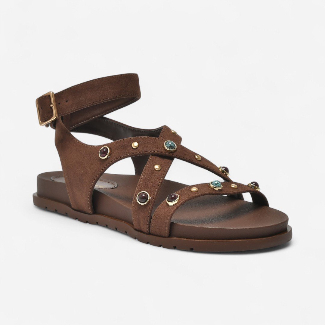 Sandália Papete Via Marte Boho Marrom Dark Brown 2