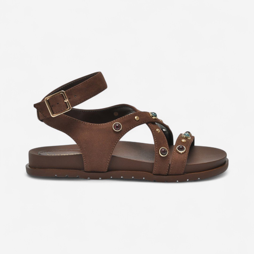Sandália Papete Via Marte Boho Marrom