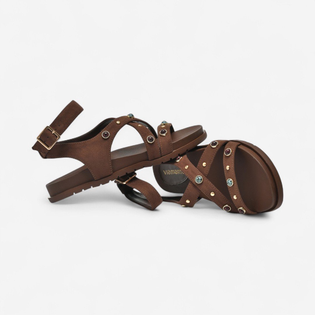 Sandália Papete Via Marte Boho Marrom Dark Brown 4