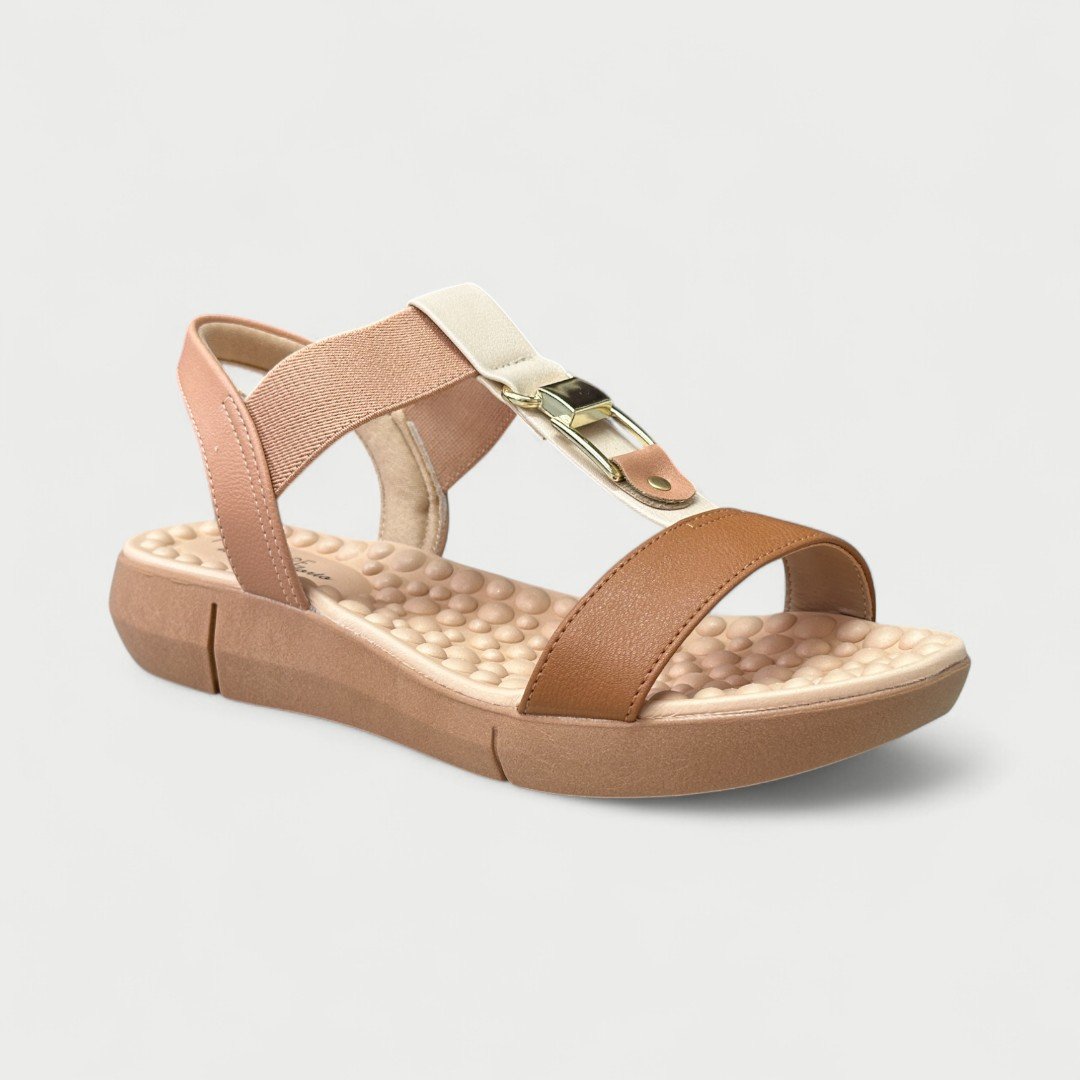 Sandália Rasteira Modare Linha Conforto Nude Camel/Nude/Creme 2